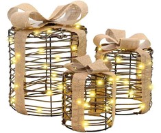 Dovanų Dėžutės Dekoracija su 60 LED 3 pcs Šilta balta Ratanas