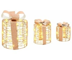 Dovanų Dėžutės Dekoracija 3 pcs Šilta balta 20 x 20 x 20 cm PET