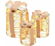 Dovanų Dėžutės Dekoracija 3 pcs Šilta balta 20 x 20 x 20 cm PET