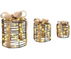 Dovanų Dėžutės Dekoracija su 60 LED 3 pcs Šilta balta Ratanas