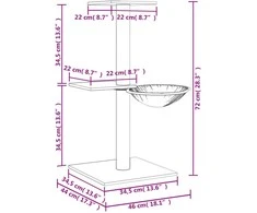 Draskyklė katėms su stovais iš sizalio, kreminės spalvos, 72cm