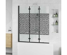 Dušo kabineto uždanga Juoda ir permatoma 130 x 130 cm