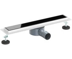 Dušo nuotekų stiklinis dangtelis su 360° sifonu Juoda 50 cm