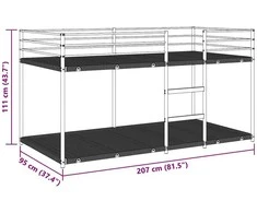 Dviaukštė lova be čiužinio Balta 90x200 cm Plienas