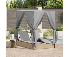 Dvigubas saulės gultas Pilka 205 x 129 x 200 cm poliratanas
