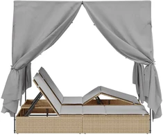 Dvigubas saulės gultas Pilka 205 x 129 x 200 cm poliratanas