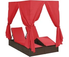 Dvigubas saulės gultas Raudona 205 x 129 x 200 cm poliratanas