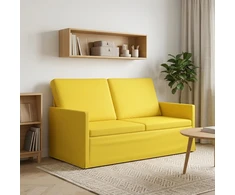 Dviejų vietų sofa Šviesi geltona 150 x 81 x 82 cm Audinys