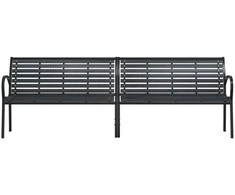 Dvigubas sodo suoliukas, juodos spalvos, 231cm, plienas ir WPC