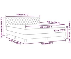 LED Čiužinio Lova su LED Šviesiai pilka 160 x 200 cm Aksomas