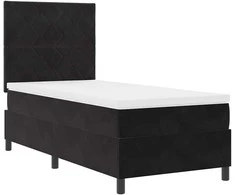 LED Čiužinio Lova su čiužiniu Juodas 100 x 200 cm Aksomas