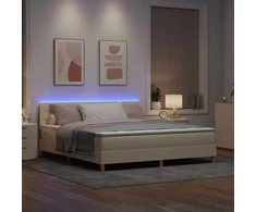 LED Čiužinio Lova su galvūgalio Kreminė 180 x 200 cm audinys