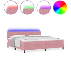 LED Čiužinio Lova su galvūgalio Rožinė 200 x 200 cm Aksomas