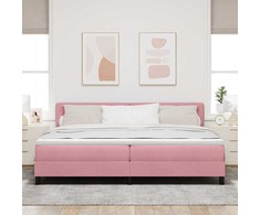LED Čiužinio Lova su čiužiniu Rožinė 200 x 200 cm Aksomas