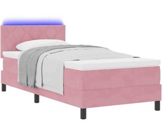 LED Čiužinio Lova su LED juostelėmis Rožinė 90 x 190 cm Aksomas