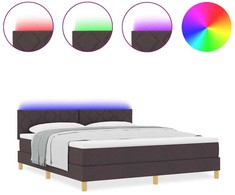 LED Čiužinio Lova Tamsiai rudas 180 x 200 cm audinys