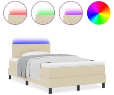 Kiemas lova su LED juostelėmis Kreminė 120 x 190 cm audinys