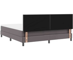 Kiemas lova su čiužiniu Pilka 180 x 200 cm Dirbtinė oda
