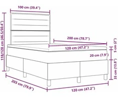 Kiemas lova su čiužiniu Tamsiai pilka 120 x 200 cm audinys