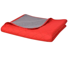 131555 Double-sided Quilted Bedspread Raudona and Pilkas 170x210 cm