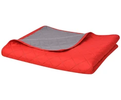 131557 Double-sided Quilted Bedspread Raudona and Pilkas 230x260 cm