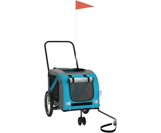 Dviračio priekaba augintiniams, mėlyna ir pilka, oksfordo audinys ir geležis