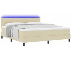 Kiemas lova su LED juostelėmis Kreminė 180 x 200 cm audinys