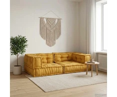 Dvivietė modulinė sofa, geltona, 140x70x36, audinys