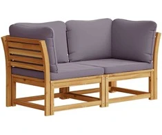 Dvivietė sodo sofa su pagalvėlėmis, akacijos medienos masyvas