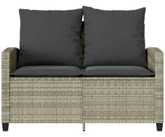 Dvivietė sodo sofa su pagalvėlėmis ir staliuku, šviesiai pilka