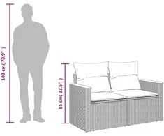 Dvivietė sodo sofa su pagalvėlėmis, pilkos spalvos, poliratanas