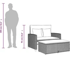 Dvivietė sodo sofa su pagalvėlėmis, smėlio spalvos, poliratanas