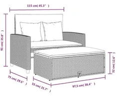 Dvivietė sodo sofa su pagalvėlėmis, smėlio, poliratanas/akacija