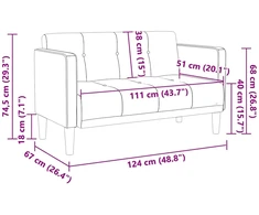 Dvivietė sofa, debesų pilka, 111 cm, audinys