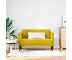 Dvivietė sofa, geltona, 111 cm, aksomas