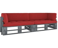 Lauko baldų komplektas Dvivietė sofa iš palečių su pagalvėlėmis, impregnuota pušis