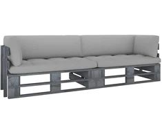 Lauko baldų komplektas Dvivietė sofa iš palečių su pagalvėlėmis, impregnuota pušis