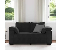 Dvivietė sofa, juoda, 160x77x82 cm, aksominė