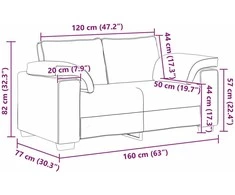 Dvivietė sofa Kreminė 160 cm audinys