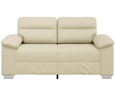 Dvivietė sofa, kreminės spalvos, 160x81x84 cm, dirbtinė oda