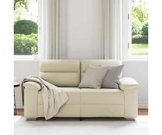 Dvivietė sofa, kreminės spalvos, 160x81x84 cm, dirbtinė oda
