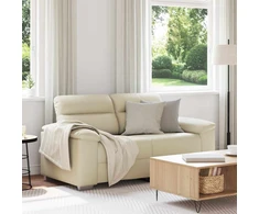 Dvivietė sofa, kreminės spalvos, 160x81x84 cm, dirbtinė oda