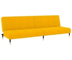 Dvivietė sofa-lova, geltonos spalvos, aksomas
