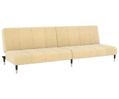 Dvivietė sofa-lova, kreminės spalvos, aksomas