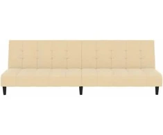 Dvivietė sofa-lova, kreminės spalvos, aksomas