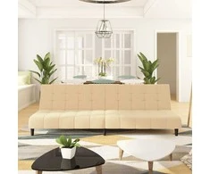 Dvivietė sofa-lova, kreminės spalvos, aksomas