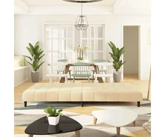 Dvivietė sofa-lova, kreminės spalvos, aksomas