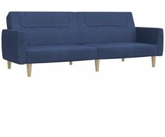 Dvivietė sofa-lova, mėlynos spalvos, audinys
