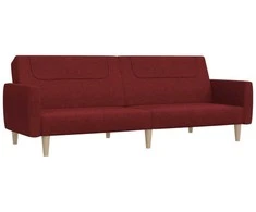 Dvivietė sofa-lova, raudonojo vyno spalvos, audinys