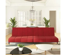 Dvivietė sofa-lova, raudonojo vyno spalvos, aksomas